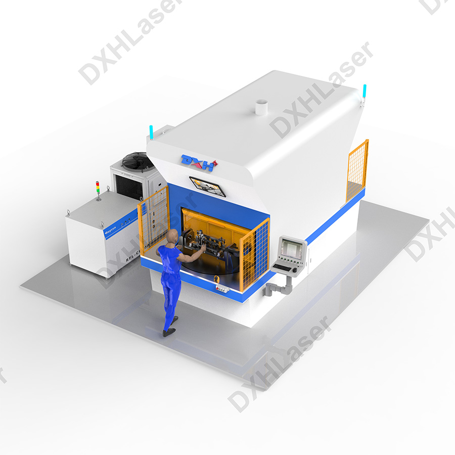 Robot dual station flying laser welding workstation