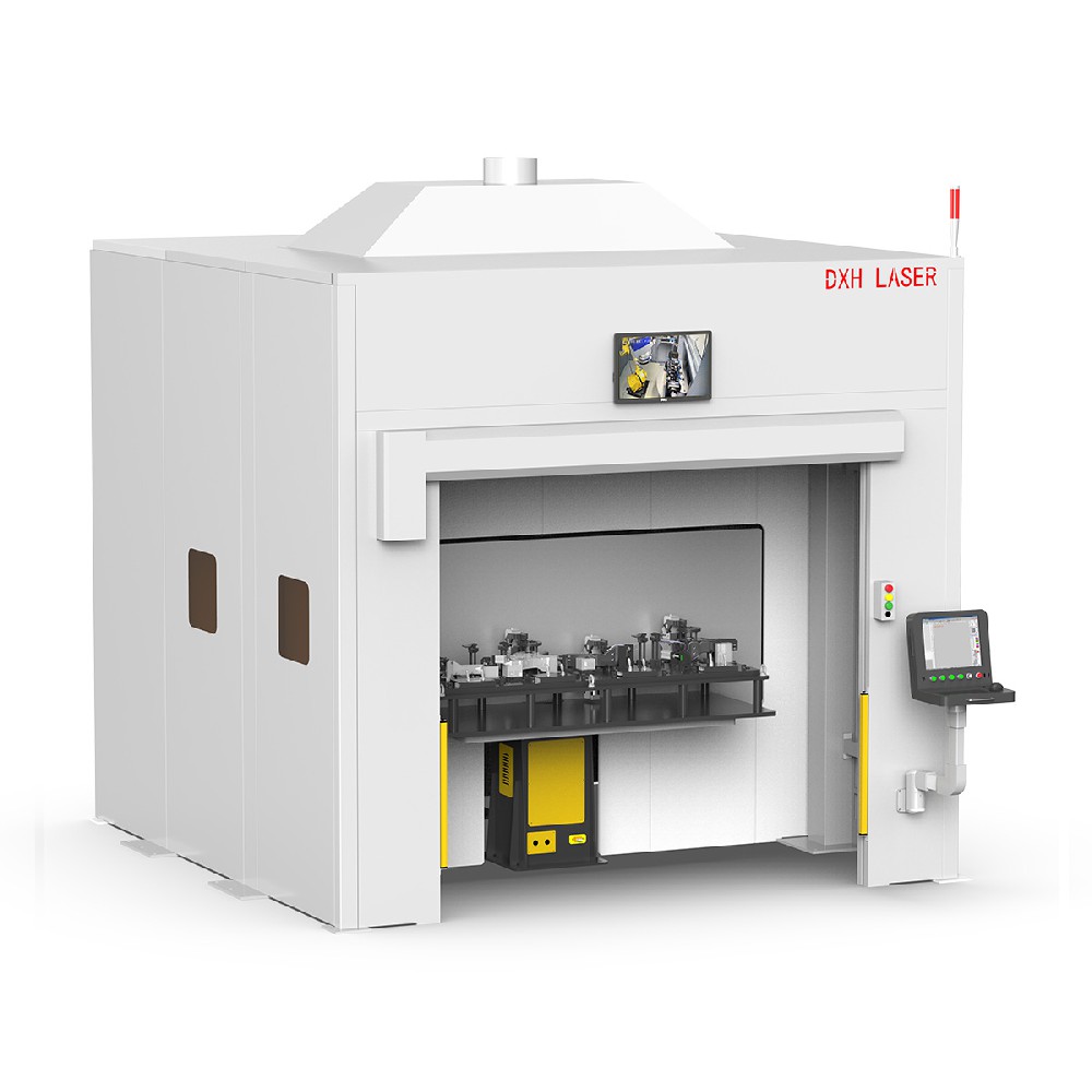 Robot dual station flying laser welding workstation